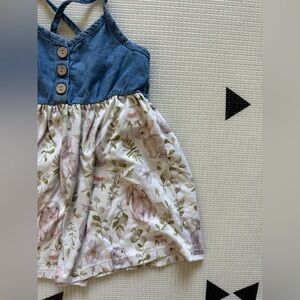 Boutique|Baby girl summer chambray animal forest print dress with bunny print•••